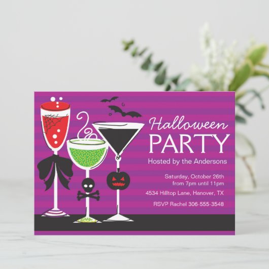 Halloween Martini Dinner Party Einladung (Stehend Vorderseite)
