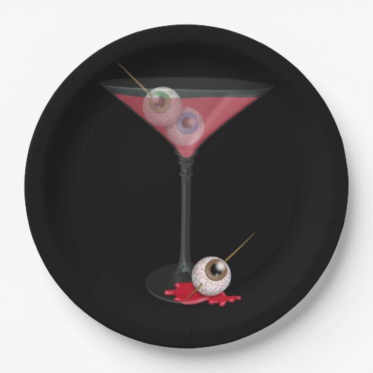 Halloween-Martini mit Augapfel Pappteller (Vorderseite)