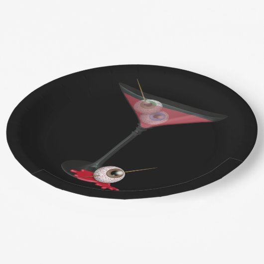 Halloween Martini mit Eyeball Pappteller (Schrägansicht)