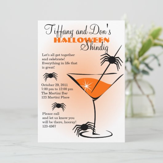 Halloween Martini Shindig! Einladung (Stehend Vorderseite)