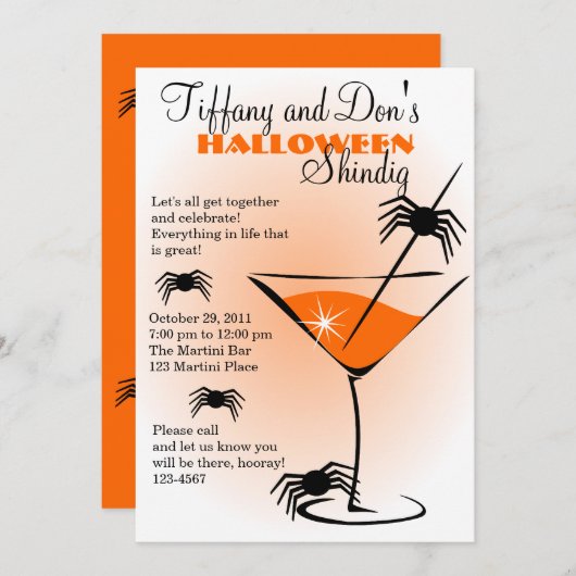 Halloween Martini Shindig! Einladung (Vorne/Hinten)