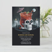 Halloween Mary Skull-Kostüme & Cocktails Einladung (Stehend Vorderseite)