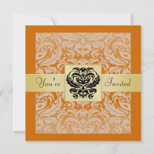Halloween-Maske Damask Gold Einladung