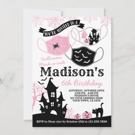 Halloween-Maske Einladung (Vorderseite)