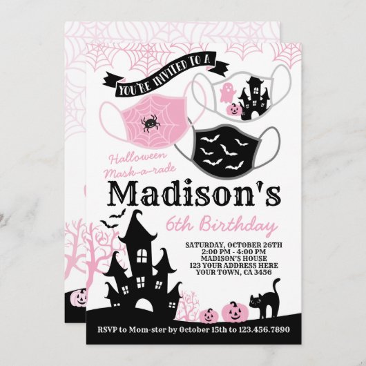 Halloween-Maske Einladung (Vorne/Hinten)