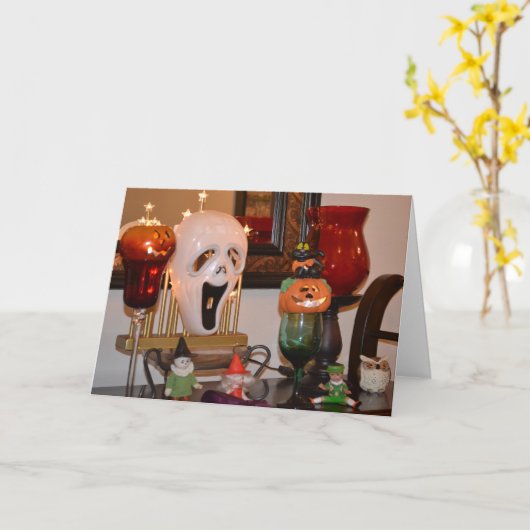 Halloween Maske und Figurinen Karte (Gelbe Blume)