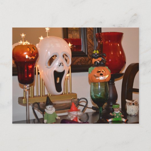 Halloween Maske und Figurinen Postkarte (Vorderseite)