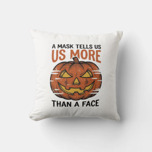 Halloween-Masken-Zitat Vintage-Kürbis-Gesicht T-Sh Kissen