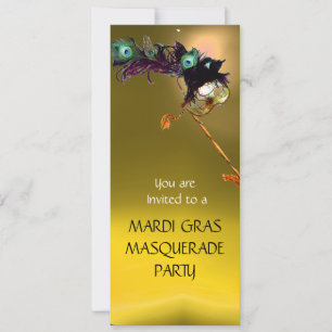 HALLOWEEN MASKENBALL, Gelb Orange Einladung