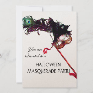HALLOWEEN MASKENBALL, metallisch Champagner Einladung