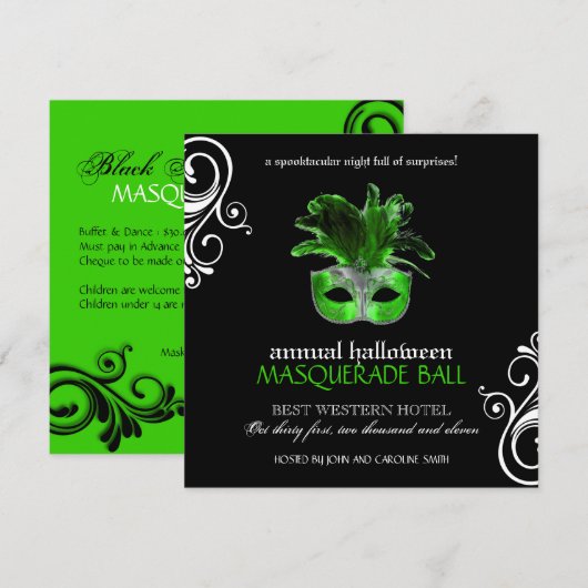Halloween Masquerade Einladung ~ CUSTOM (Vorne/Hinten)