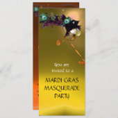 HALLOWEEN MASQUERADE PARTY, gelb Orange Einladung (Vorne/Hinten)