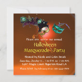 HALLOWEEN MASQUERADE PARTY, grün Orange Einladung (Rückseite)