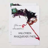 HALLOWEEN MASQUERADE PARTY MASK, Weißeis Einladung (Vorne/Hinten)