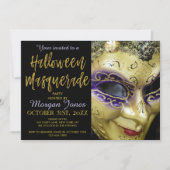 Halloween Masquerade Party mit moderner Typografie Einladung (Vorderseite)