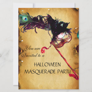 HALLOWEEN MASQUERADE PARTY, Pergament Einladung