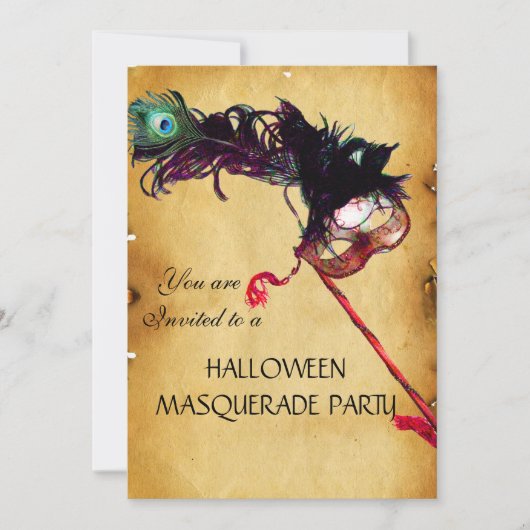 HALLOWEEN MASQUERADE PARTY, Pergament Einladung (Vorderseite)