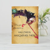 HALLOWEEN MASQUERADE PARTY, Pergament Einladung (Stehend Vorderseite)