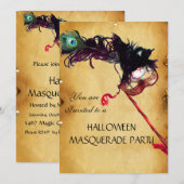 HALLOWEEN MASQUERADE PARTY, Pergament Einladung (Vorne/Hinten)