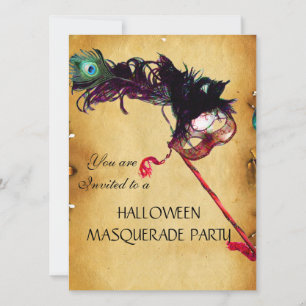 HALLOWEEN MASQUERADE PARTY, Pergament Einladung