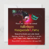 HALLOWEEN MASQUERADE PARTY, Rot-Bordeaux Einladung (Rückseite)