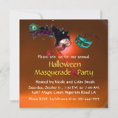 HALLOWEEN MASQUERADE PARTY, Rot-Gelb-Orange Einladung (Rückseite)