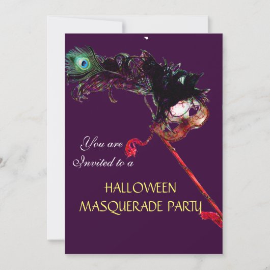 HALLOWEEN MASQUERADE PARTY, schwarz Einladung (Vorderseite)