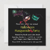 HALLOWEEN MASQUERADE PARTY, schwarz-gelb Einladung (Rückseite)