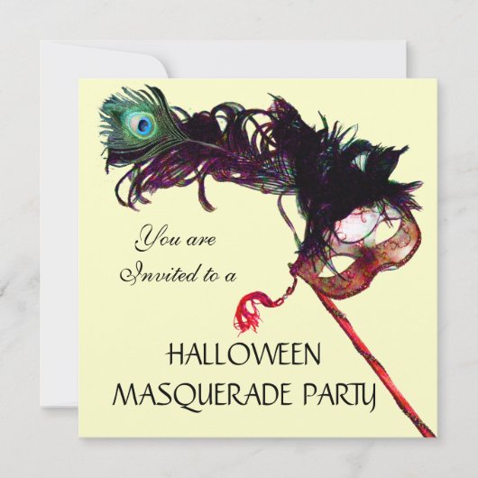 HALLOWEEN MASQUERADE PARTY, Schwarzes Gold Einladung (Vorderseite)