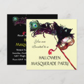 HALLOWEEN MASQUERADE PARTY, Schwarzes Gold Einladung (Vorne/Hinten)