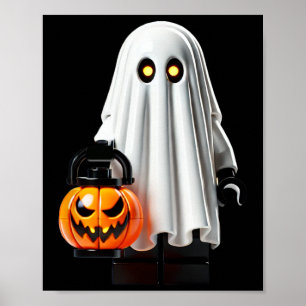 Halloween Master Builder Ghost Kids Gebäude Block Poster
