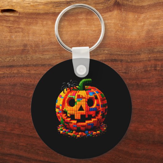 Halloween Master Builder Kürbis Kinder Bausteine Schlüsselanhänger (Vorderseite)