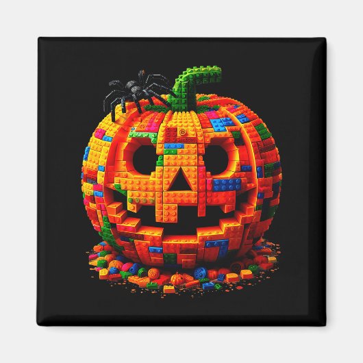 Halloween Master Builder Pumpkin Kids Building Blo Magnet (Vorne)