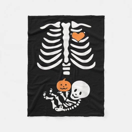 Halloween Maternity Skeleton Baby Heart Pregnancy  Fleecedecke (Vorderseite)
