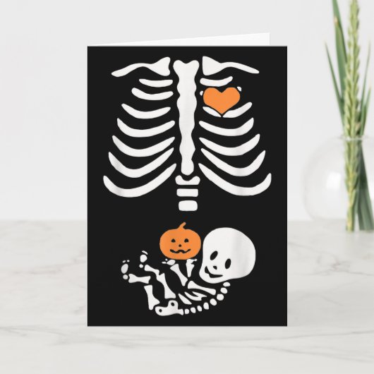 Halloween Maternity Skeleton Baby Heart Pregnancy  Karte (Vorderseite)