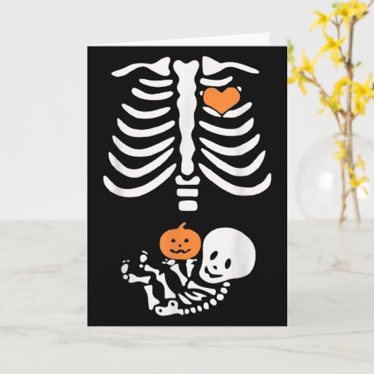 Halloween Maternity Skeleton Baby Heart Pregnancy  Karte (Gelbe Blume)