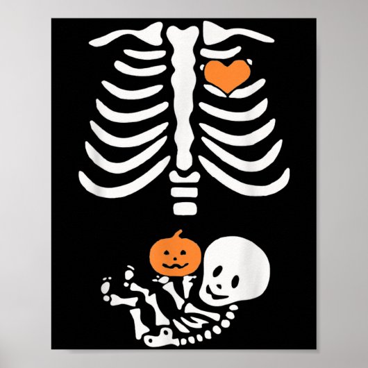 Halloween Maternity Skeleton Baby Heart Pregnancy Poster (Vorne)