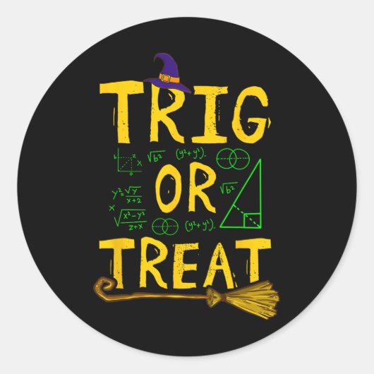 Halloween Mathematik Lehrer Trig oder Leckerei Stu Runder Aufkleber (Vorderseite)