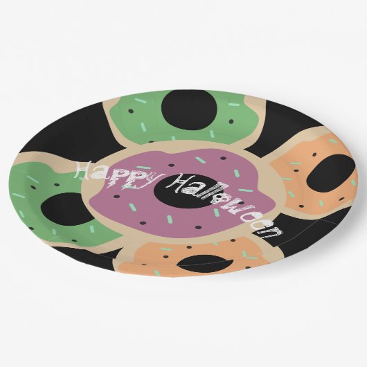 Halloween Mattiert Donut und Sprinkles Pappteller (Schrägansicht)