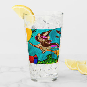 HALLOWEEN MAUS FLIEGENDE HEXE  GLAS