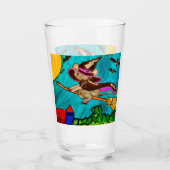 HALLOWEEN MAUS FLIEGENDE HEXE  GLAS (Vorderseite)