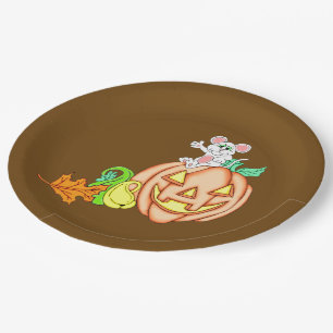 Halloween Maus und Pumpkin Pappteller