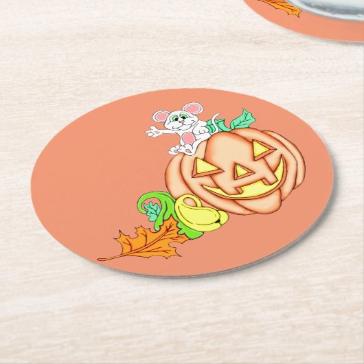 Halloween Maus und Pumpkin Runder Pappuntersetzer (Angewinkelt)