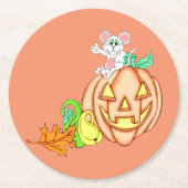 Halloween Maus und Pumpkin Runder Pappuntersetzer (Vorderseite)