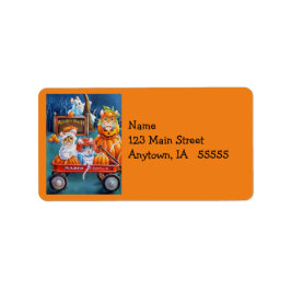 Halloween Mäuse in Pumpkin Patch Wasserfarbe Kunst Adressaufkleber