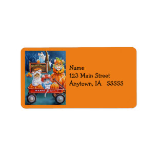 Halloween Mäuse in Pumpkin Patch Wasserfarbe Kunst Adressaufkleber