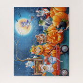 Halloween Mäuse in Pumpkin Patch Wasserfarbe Kunst Puzzle (Vertikal)