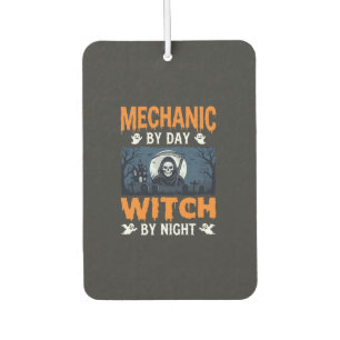 Halloween Mechaniker bei Tag, Hexe bei Nacht Autolufterfrischer