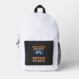 Halloween Mechaniker bei Tag, Hexe bei Nacht Bedruckter Rucksack