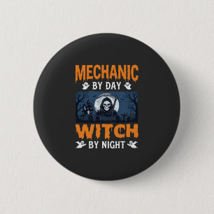 Halloween Mechaniker bei Tag, Hexe bei Nacht Button